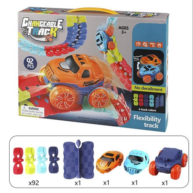 Magnetic Race Track Car Set — Flexible Plastic Educational Toy