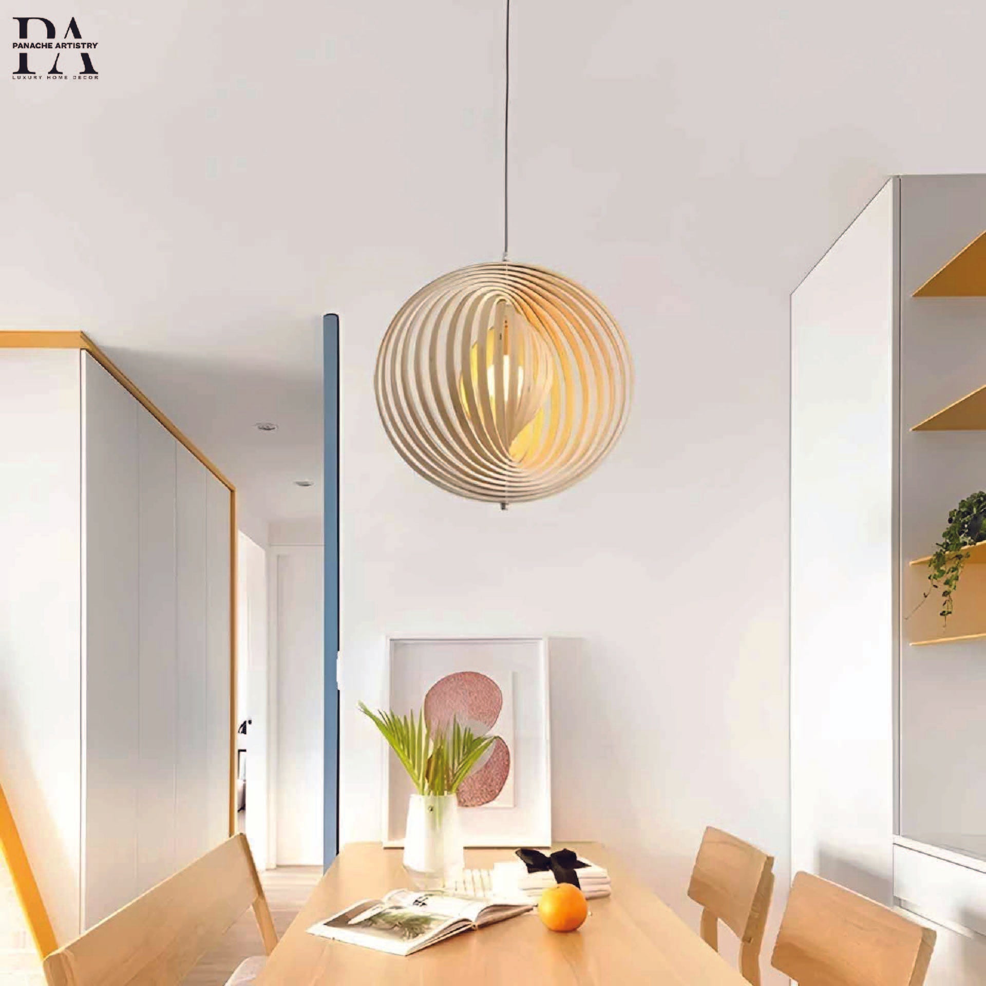 LumaArc Holz-Pendelleuchte – Strahlendes Bogendesign, modernes Profil