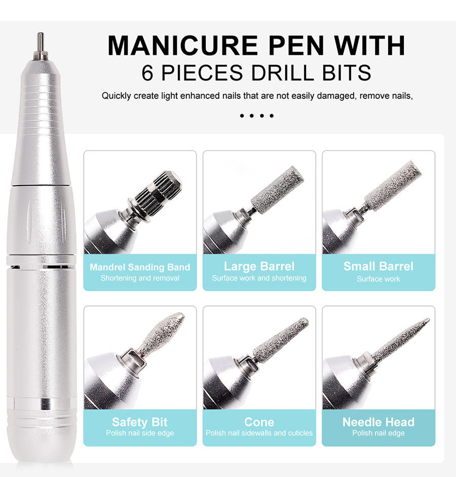 Portable Electric Nail File — 45000 RPM, Quiet, Rechargeable