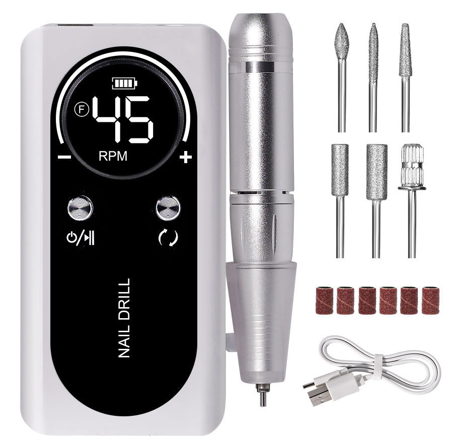 Portable Electric Nail File — 45000 RPM, Quiet, Rechargeable