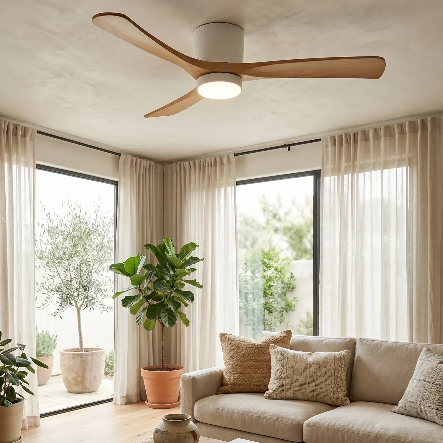 Propeller Style Wooden Ceiling Fan Light | wildoxy