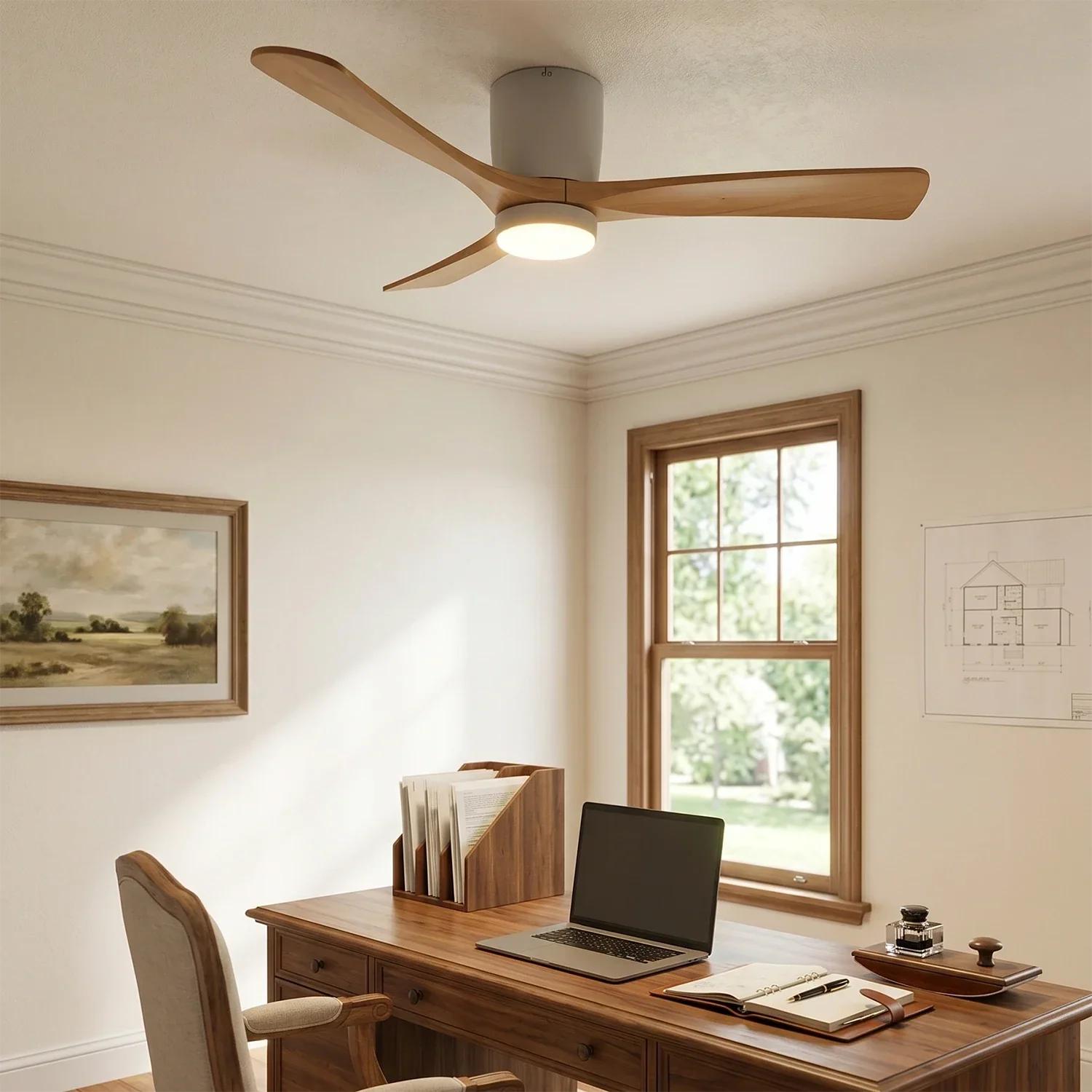 Propeller Style Wooden Ceiling Fan Light | wildoxy