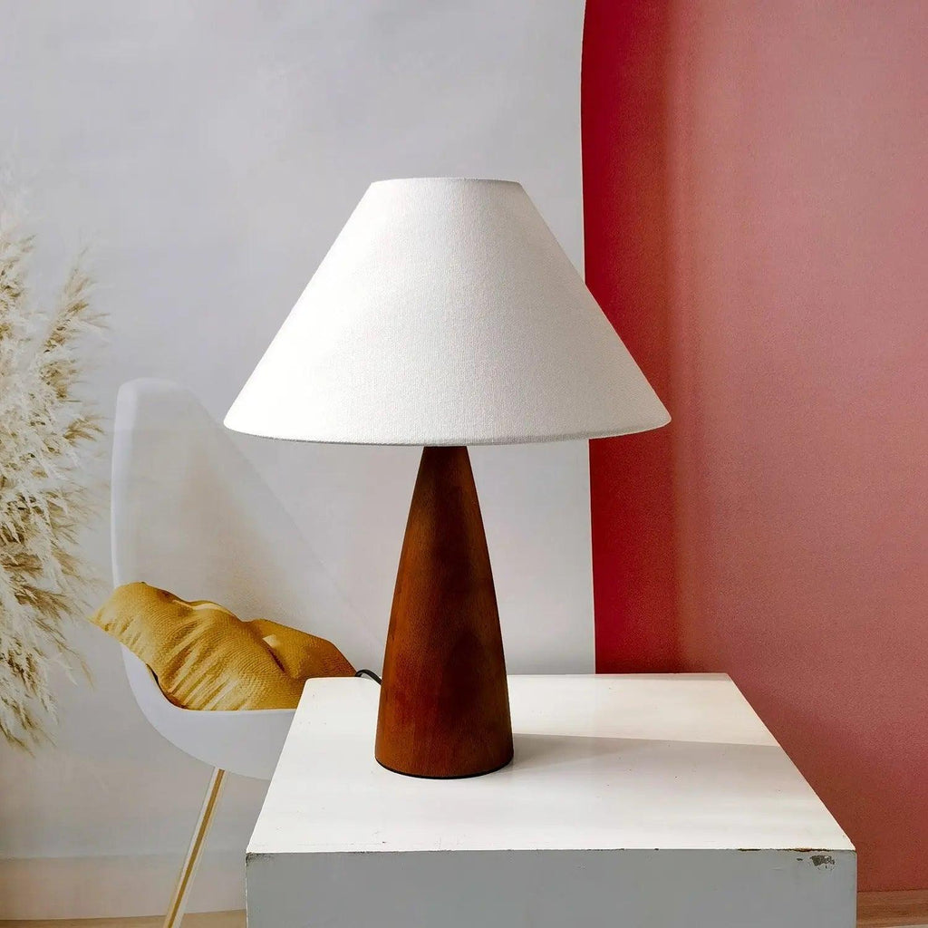 ArborGlow Retro Table Lamp — Solid Wood Construction, Warm Light