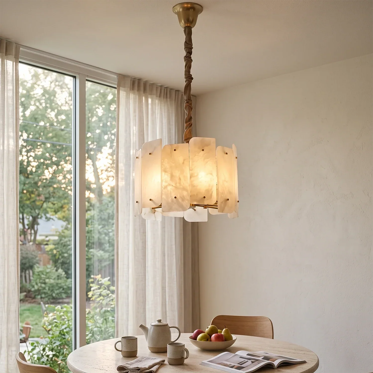 Rainer Shingled Alabaster Drum Chandelier | wildoxy
