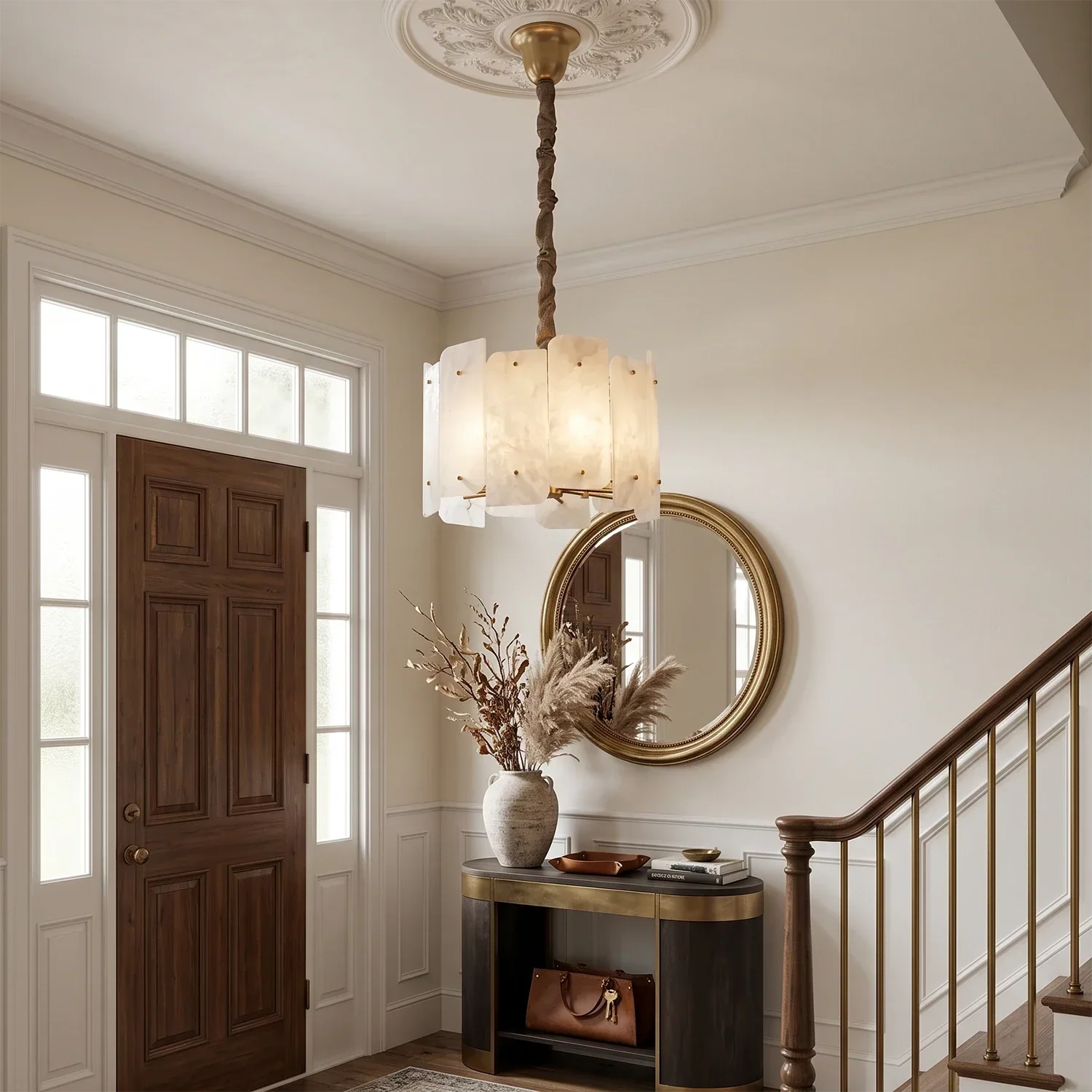 Rainer Shingled Alabaster Drum Chandelier | wildoxy