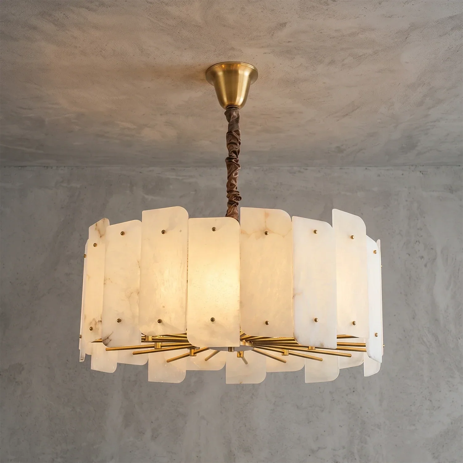 Rainer Shingled Alabaster Drum Chandelier | wildoxy