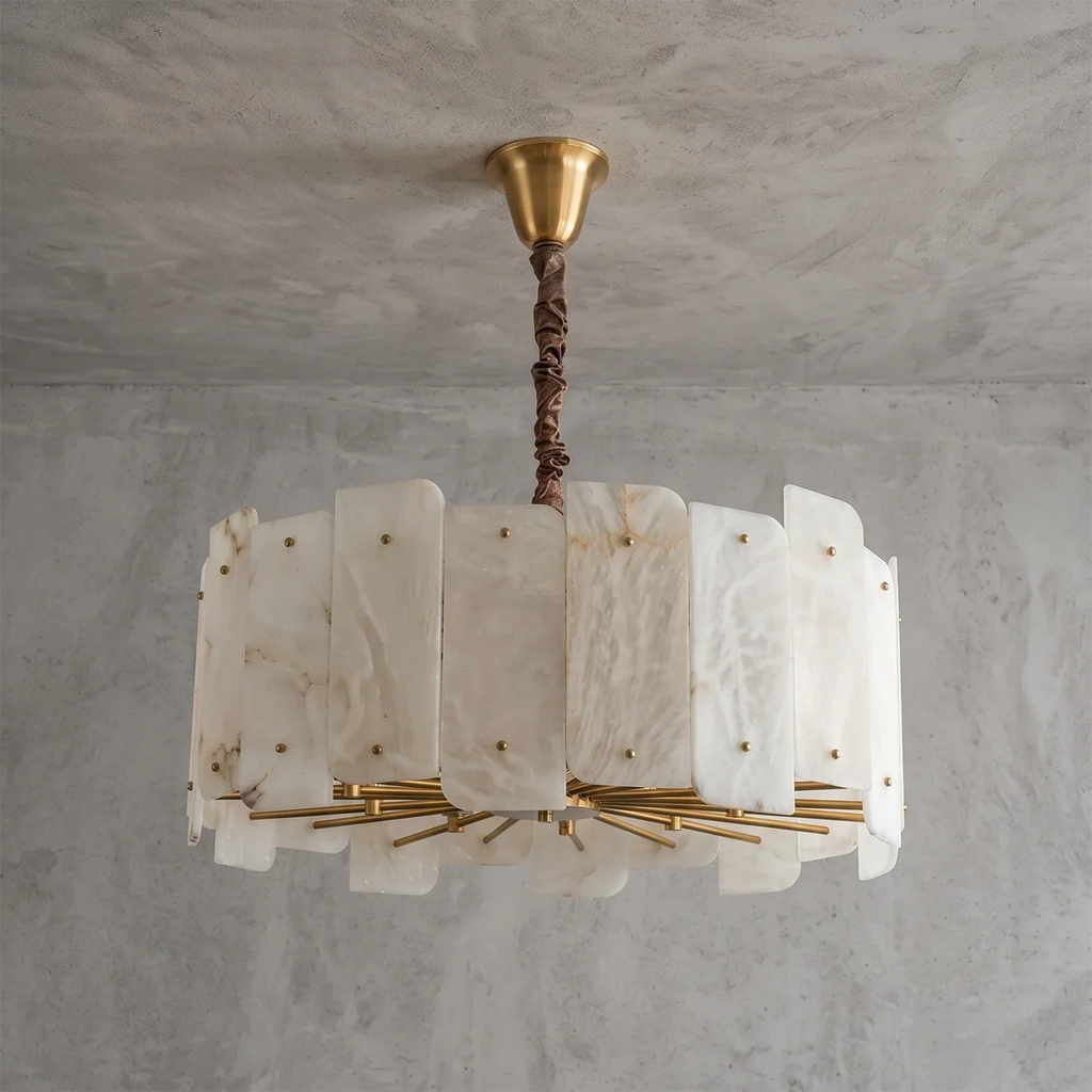 Rainer Shingled Alabaster Drum Chandelier | wildoxy