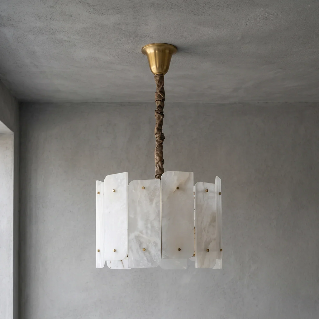 Rainer Shingled Alabaster Drum Chandelier | wildoxy
