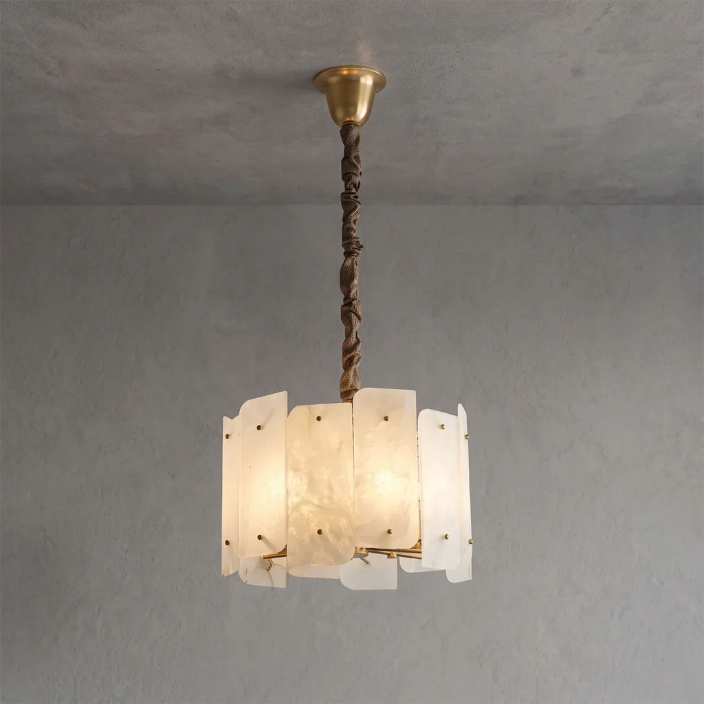 Rainer Shingled Alabaster Drum Chandelier | wildoxy