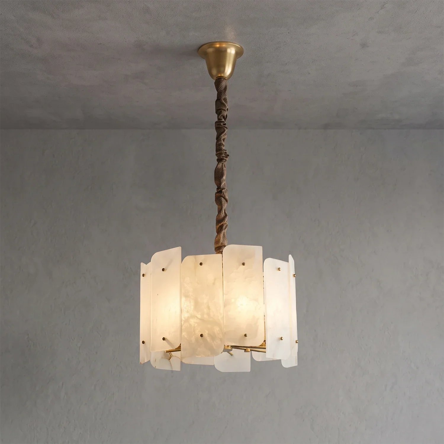 Rainer Shingled Alabaster Drum Chandelier | wildoxy