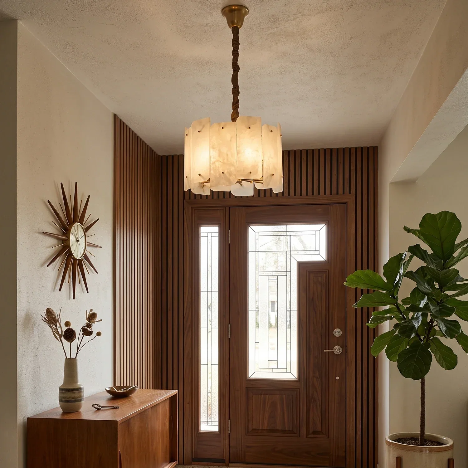 Rainer Shingled Alabaster Drum Chandelier | wildoxy