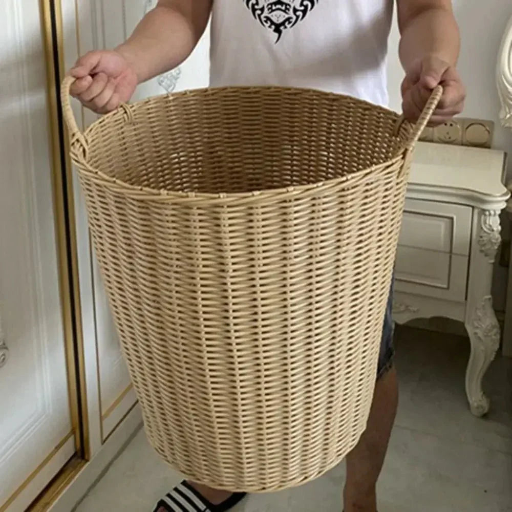Baskely סל אחסון מתקפל בסגנון ראטן — אריגה דקורטיבית קלת משקל