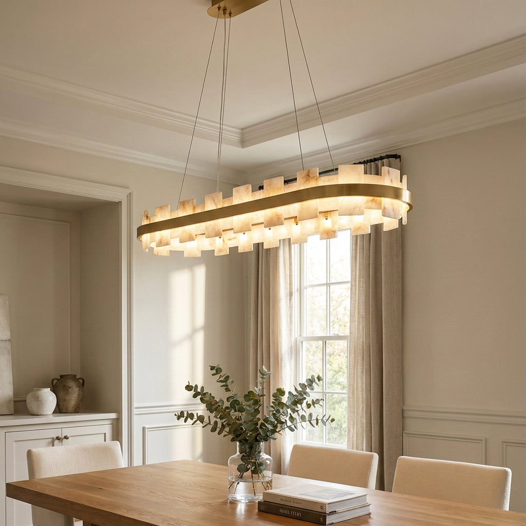 Rectangle Alabaster Annular Chandelier | wildoxy