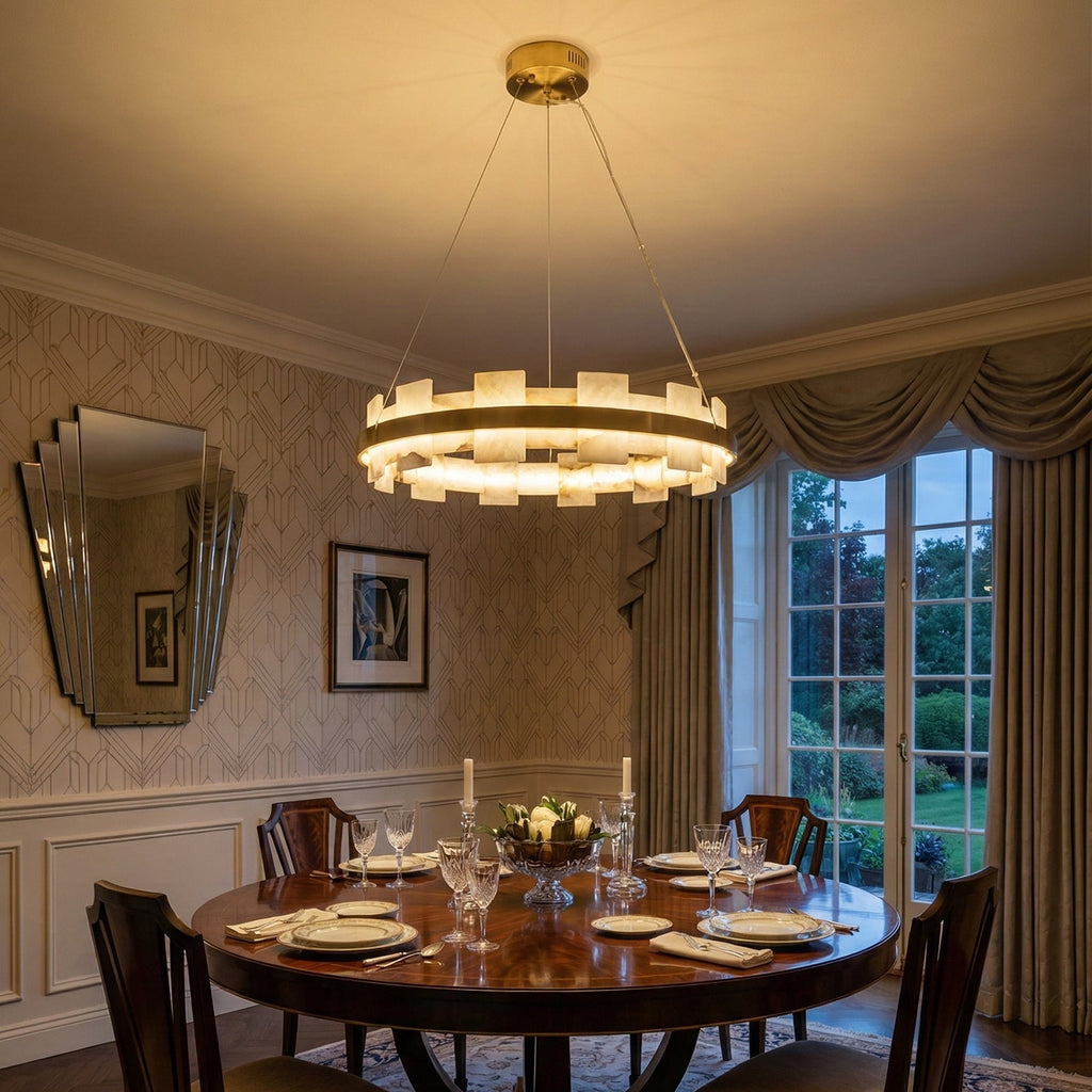 Rectangle Alabaster Annular Chandelier | wildoxy