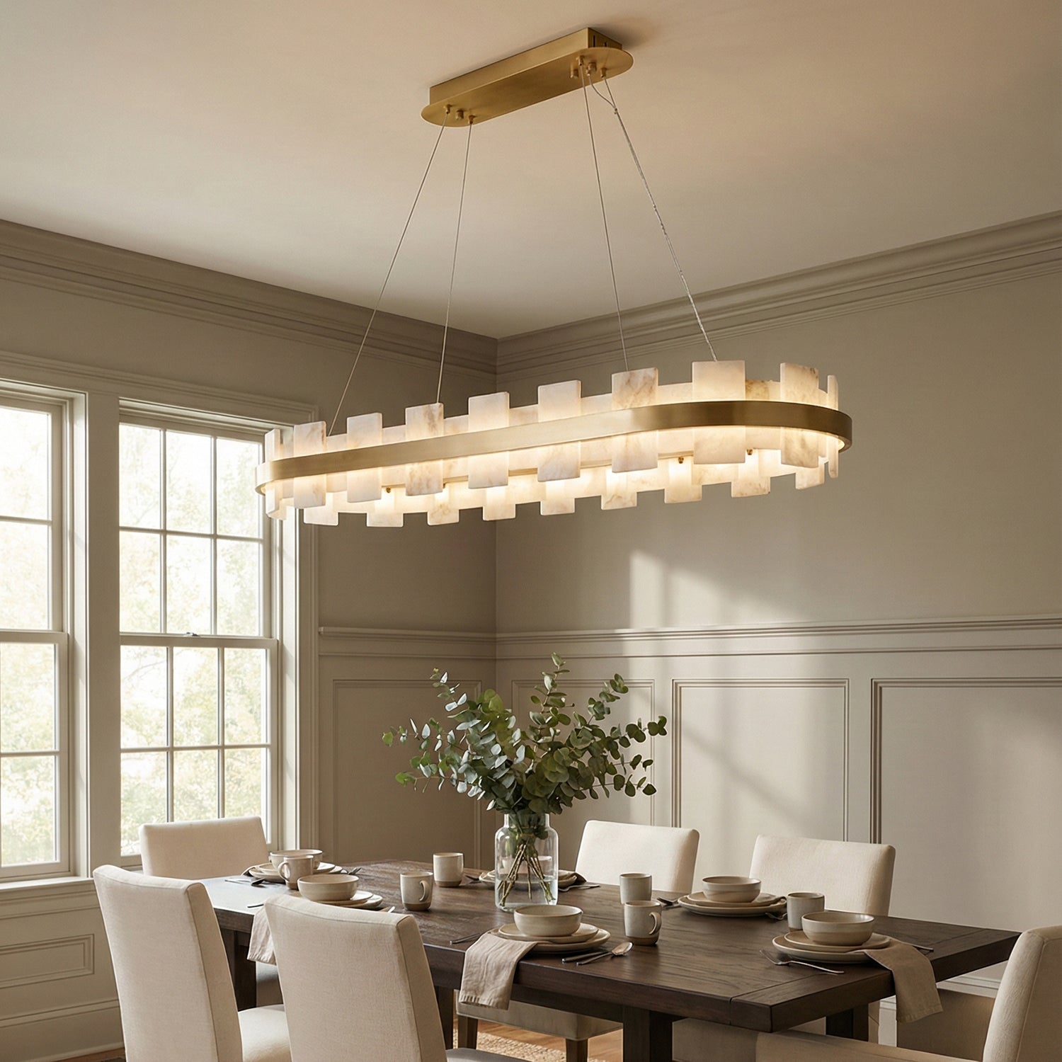 Rectangle Alabaster Annular Chandelier | wildoxy