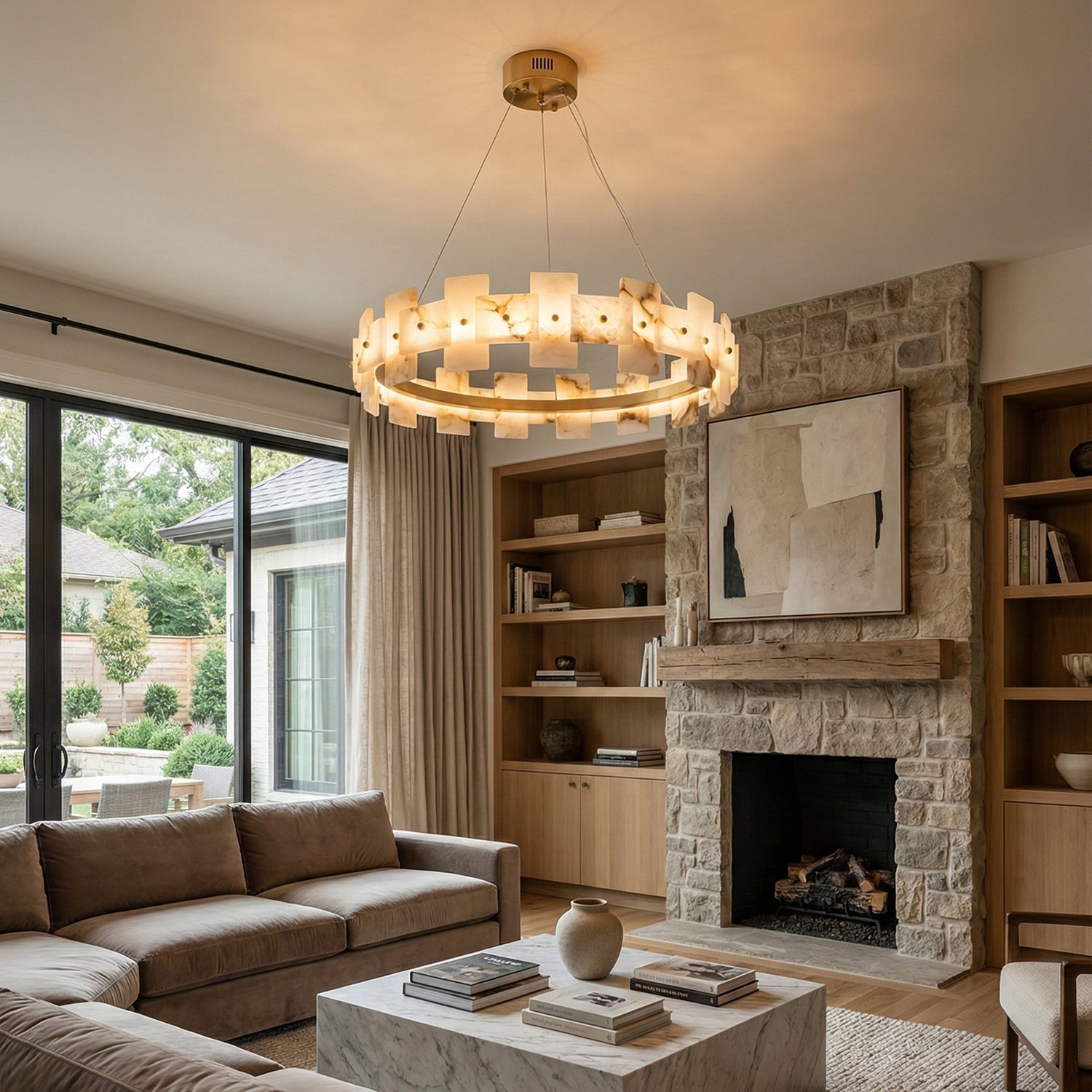 Rectangle Alabaster Annular Chandelier | wildoxy