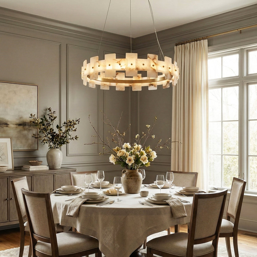 Rectangle Alabaster Annular Chandelier | wildoxy