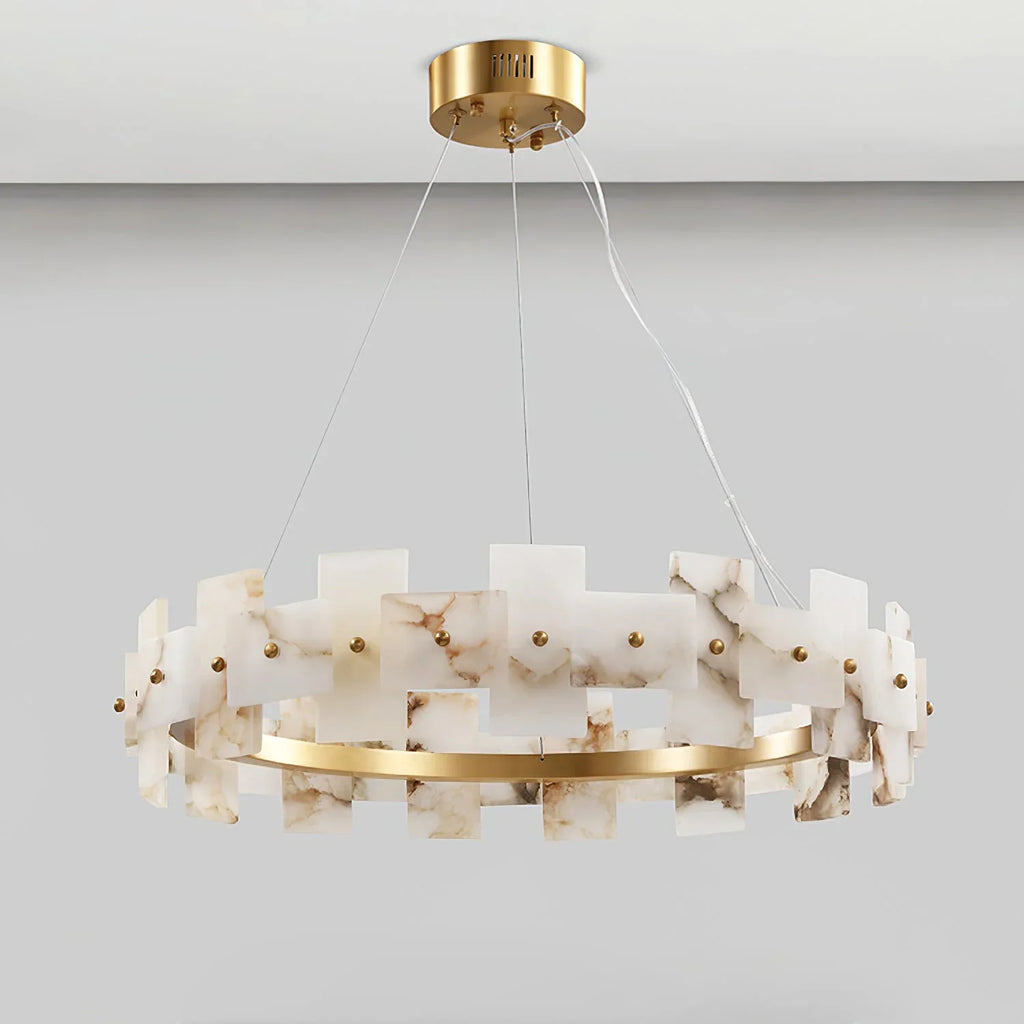 Rectangle Alabaster Annular Chandelier | wildoxy