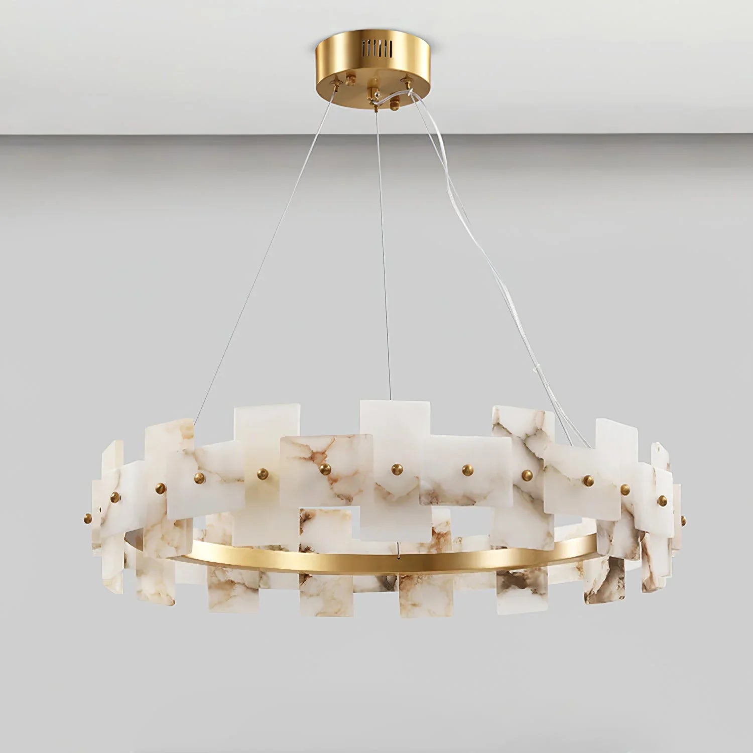 Rectangle Alabaster Annular Chandelier | wildoxy