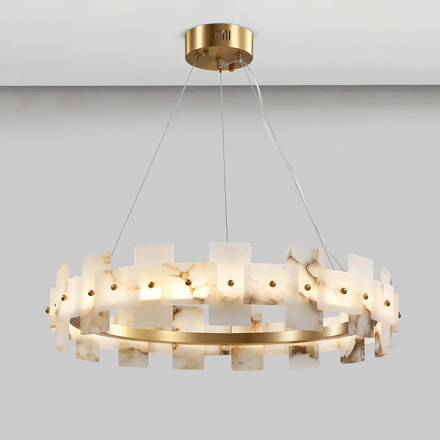 Rectangle Alabaster Annular Chandelier | wildoxy