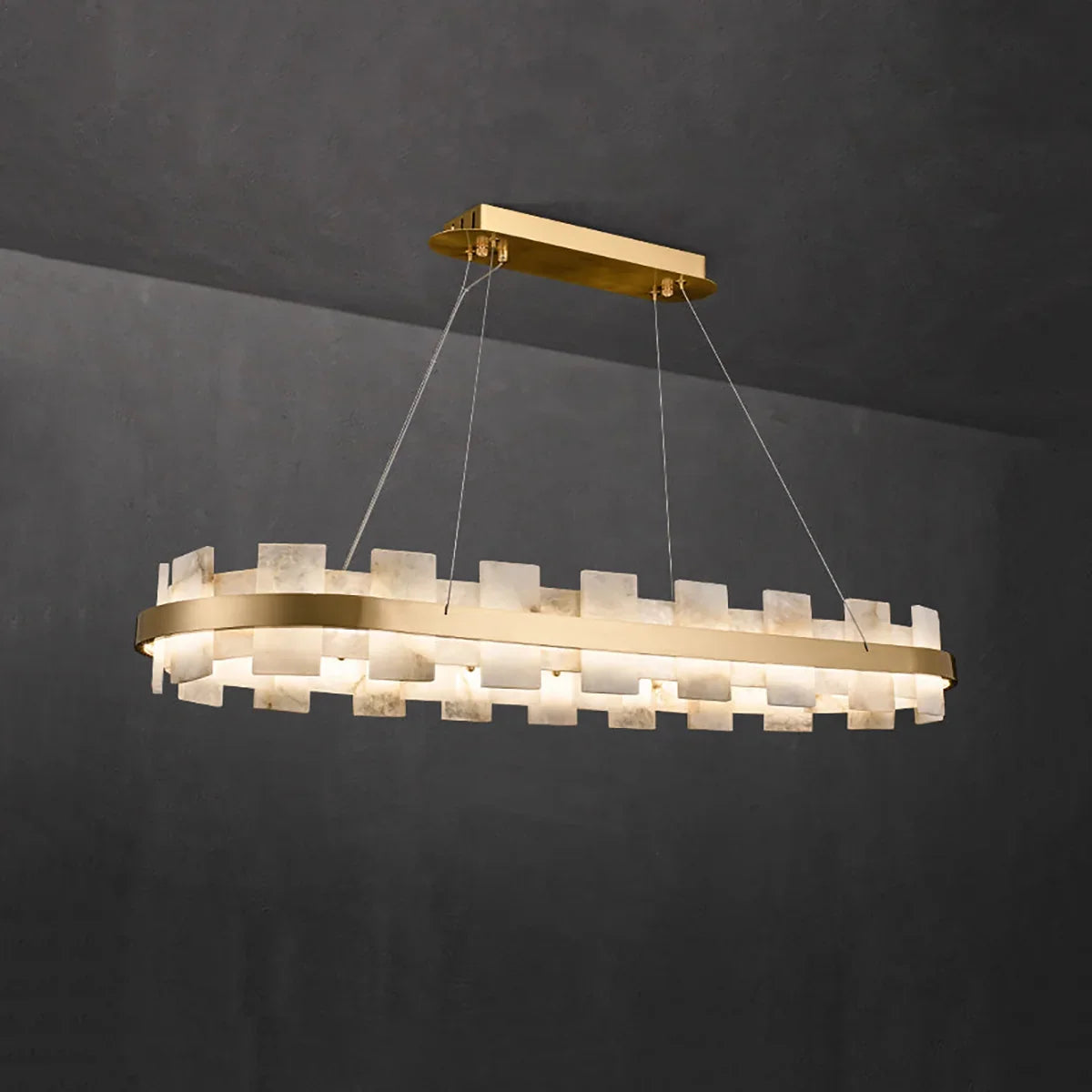 Rectangle Alabaster Annular Chandelier | wildoxy