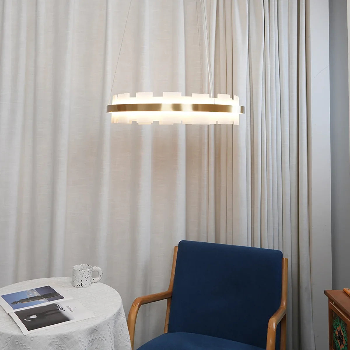 Rectangle Alabaster Annular Chandelier | wildoxy