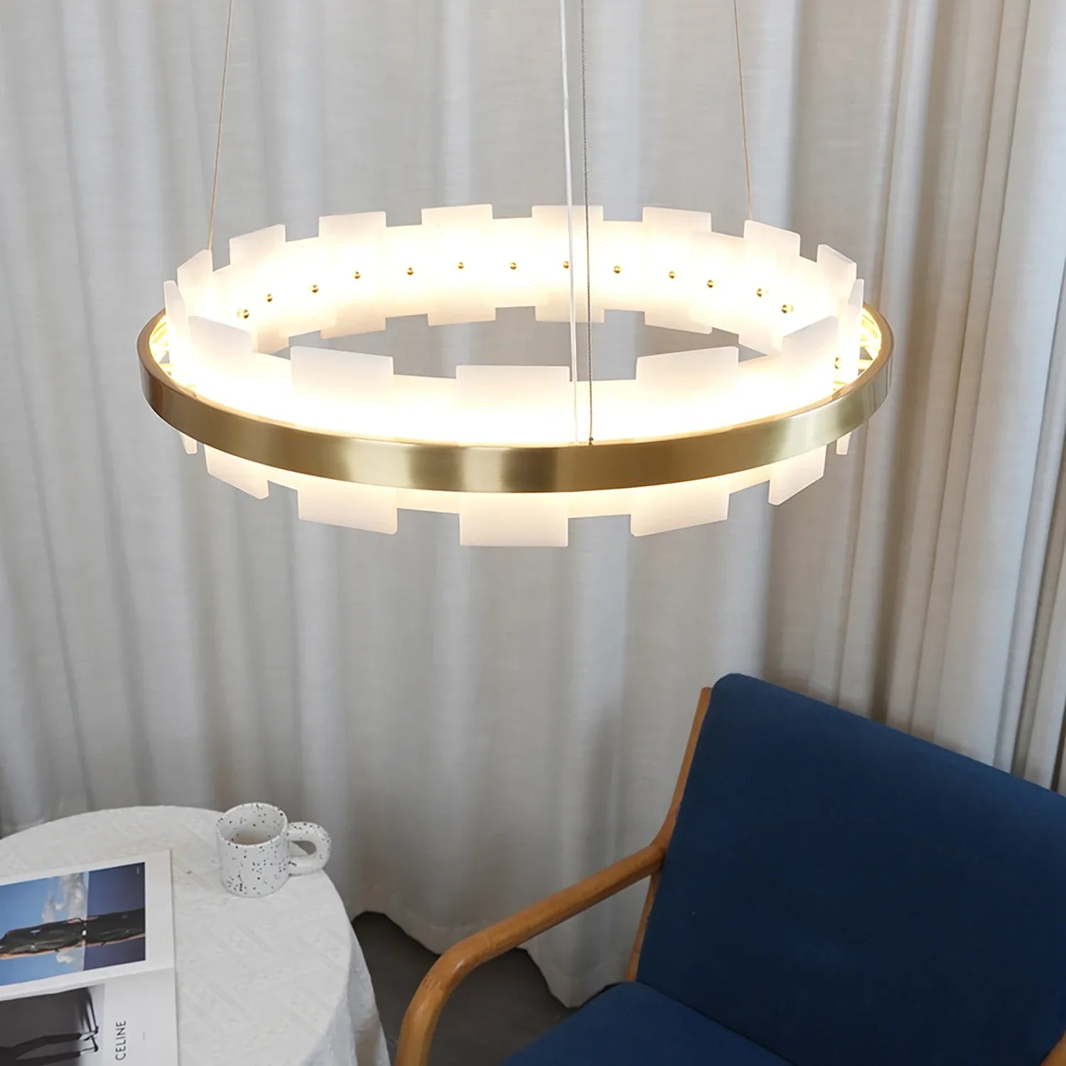 Rectangle Alabaster Annular Chandelier | wildoxy