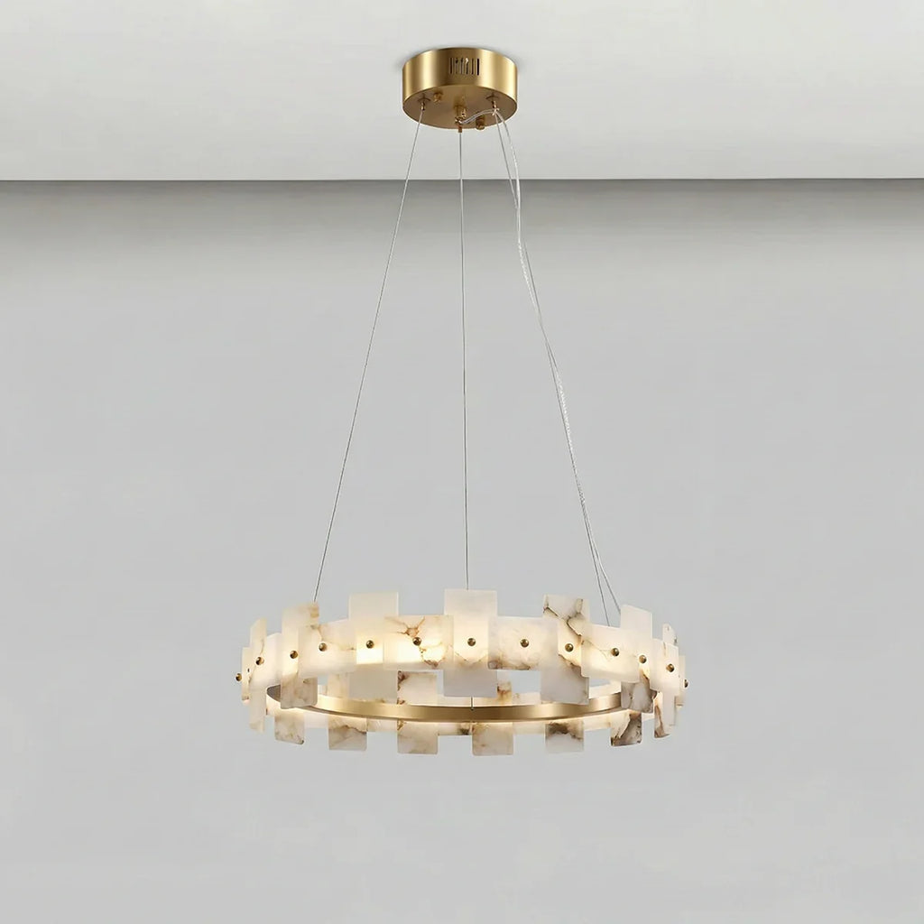 Rectangle Alabaster Annular Chandelier | wildoxy