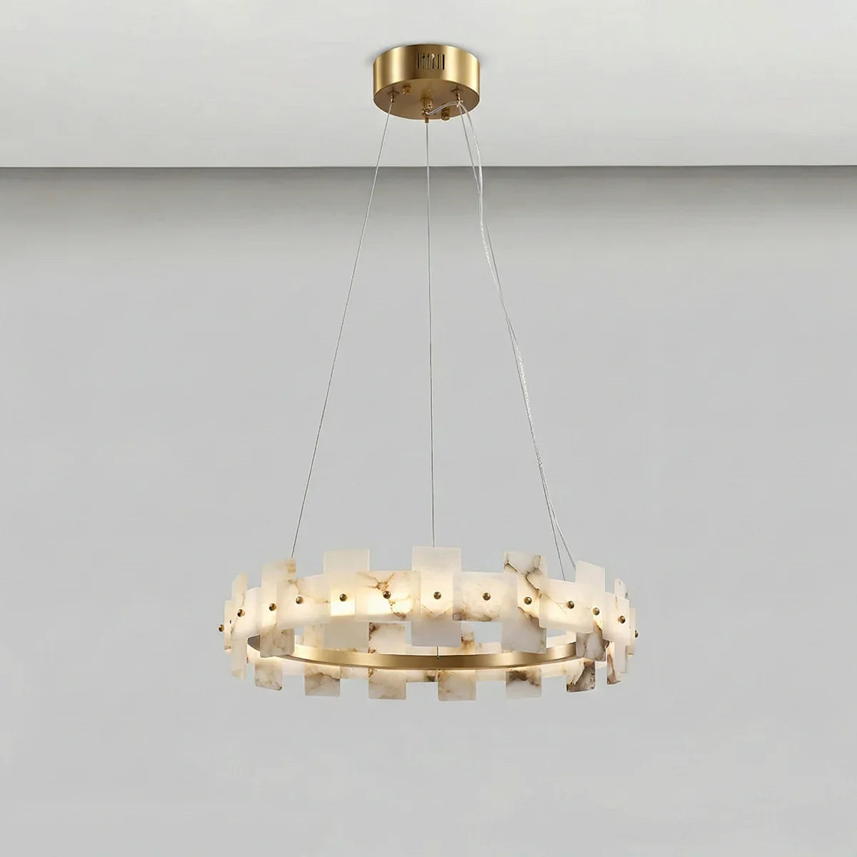 Rectangle Alabaster Annular Chandelier | wildoxy
