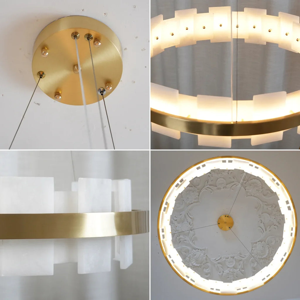 Rectangle Alabaster Annular Chandelier | wildoxy