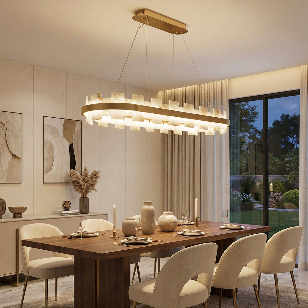 Rectangle Alabaster Annular Chandelier | wildoxy