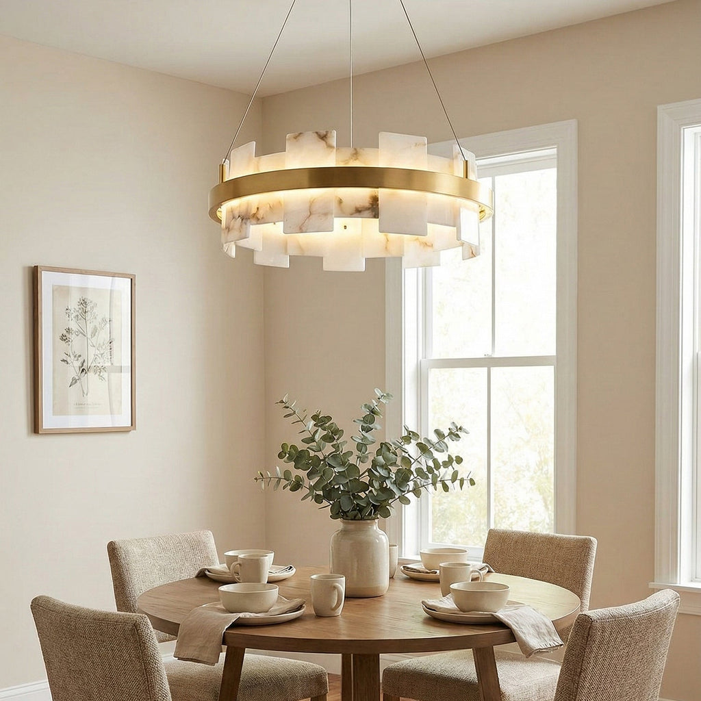 Rectangle Alabaster Annular Chandelier | wildoxy