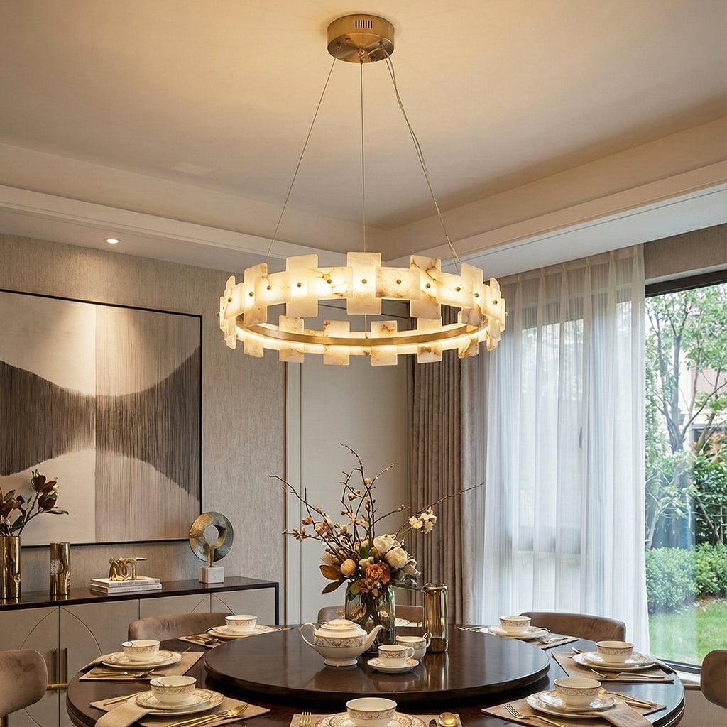 Rectangle Alabaster Annular Chandelier | wildoxy