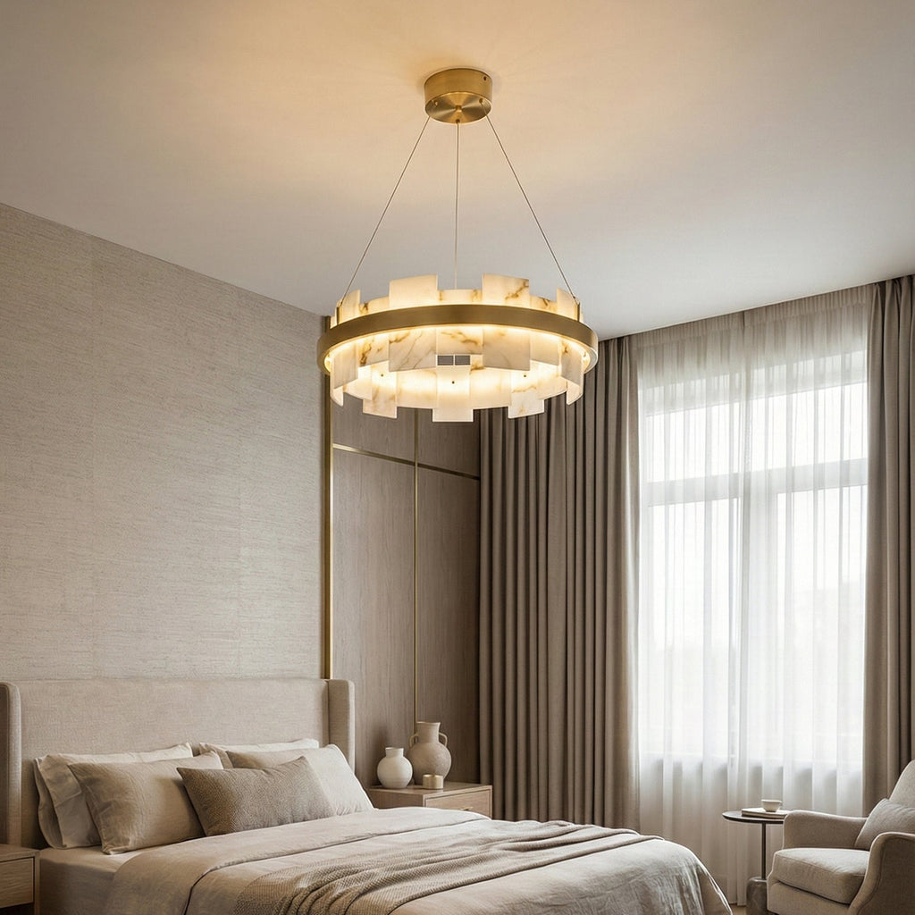Rectangle Alabaster Annular Chandelier | wildoxy