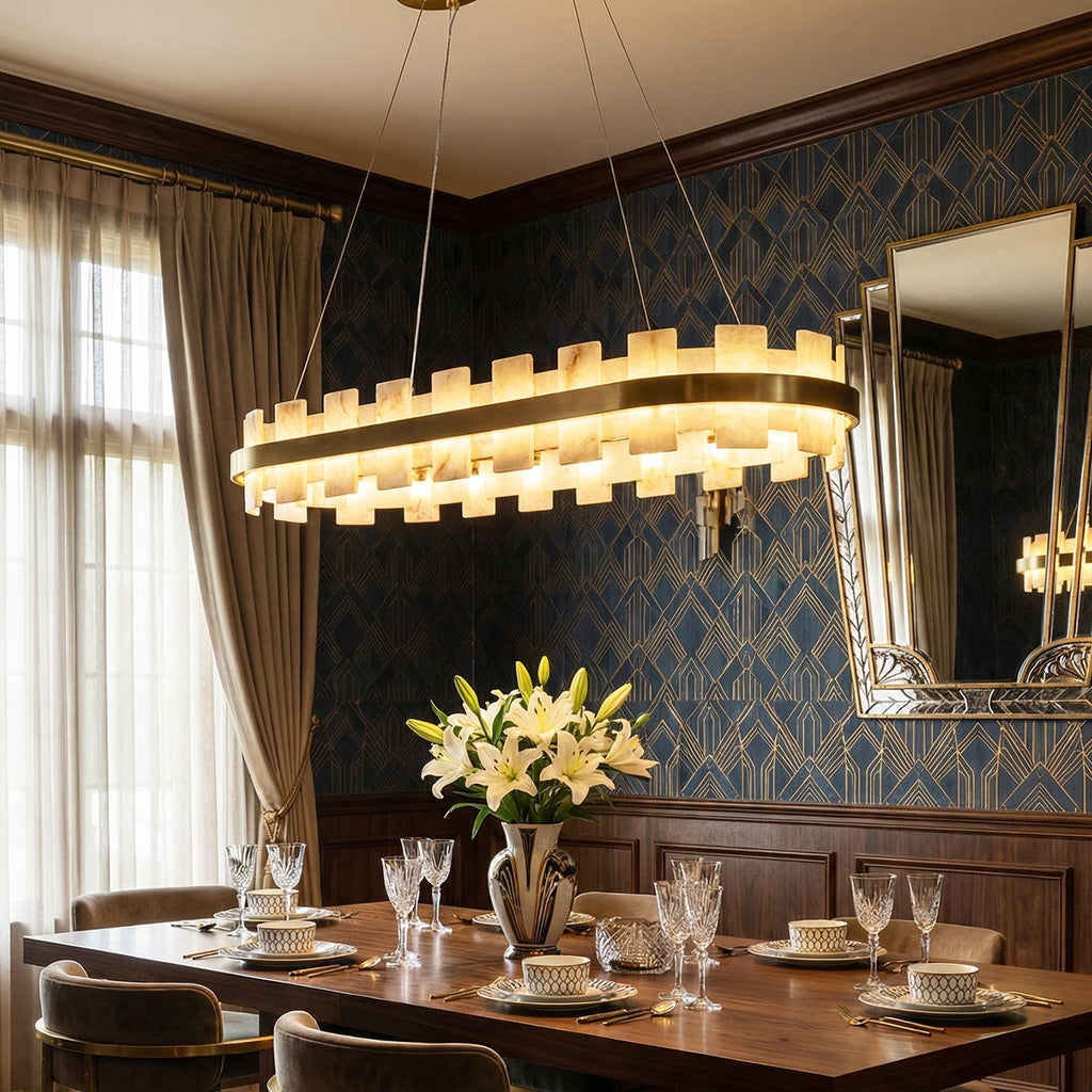 Rectangle Alabaster Annular Chandelier | wildoxy