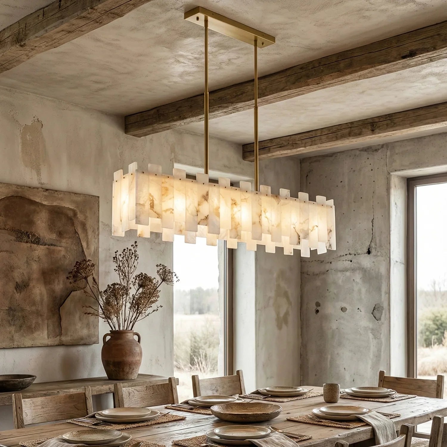 Rectangle Alabaster Irregular Chandelier | wildoxy