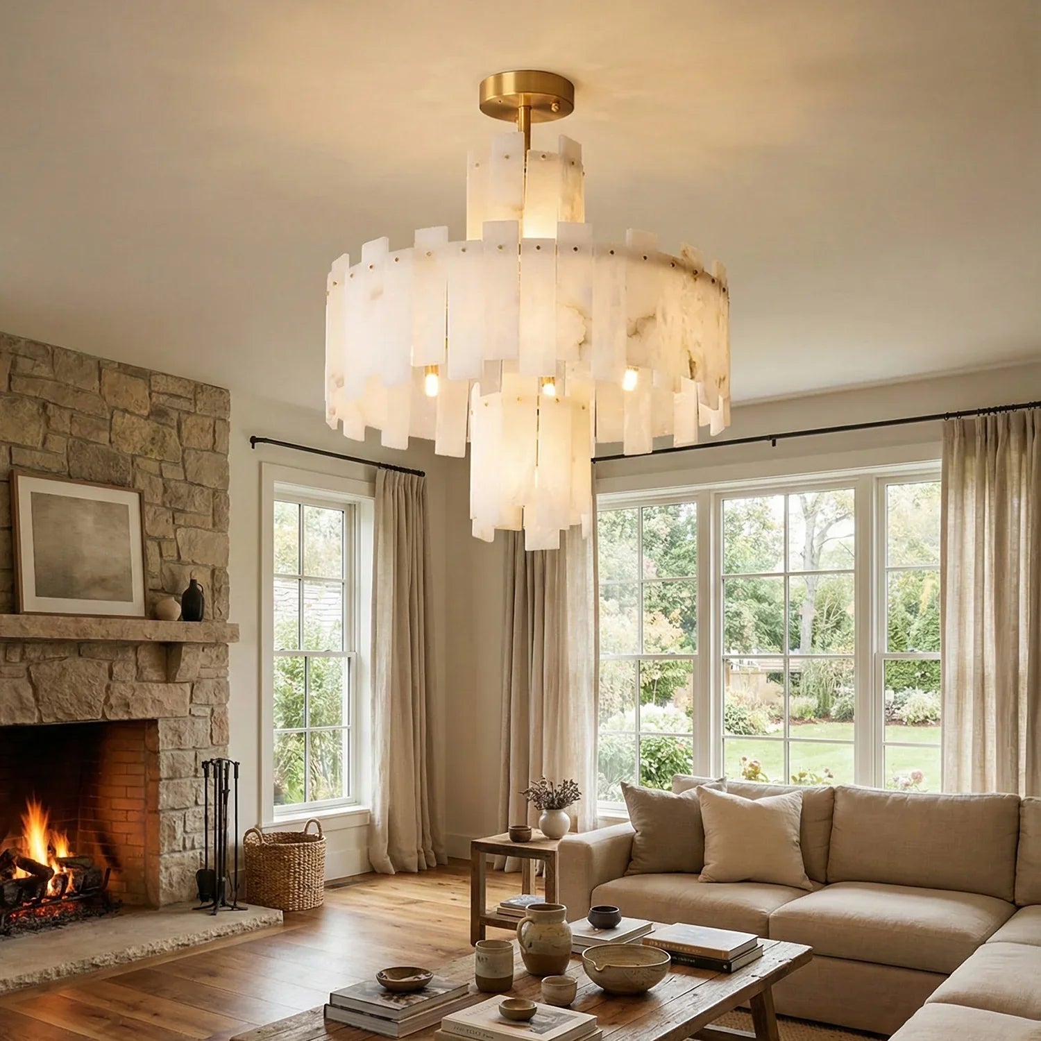 Rectangle Alabaster Irregular Chandelier | wildoxy