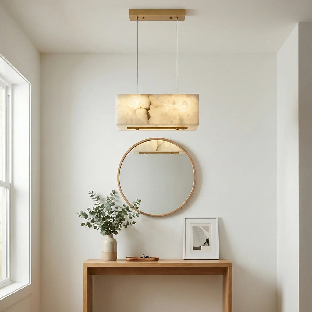 Rectangular Alabaster Box Shaped Pendant Lamp | wildoxy
