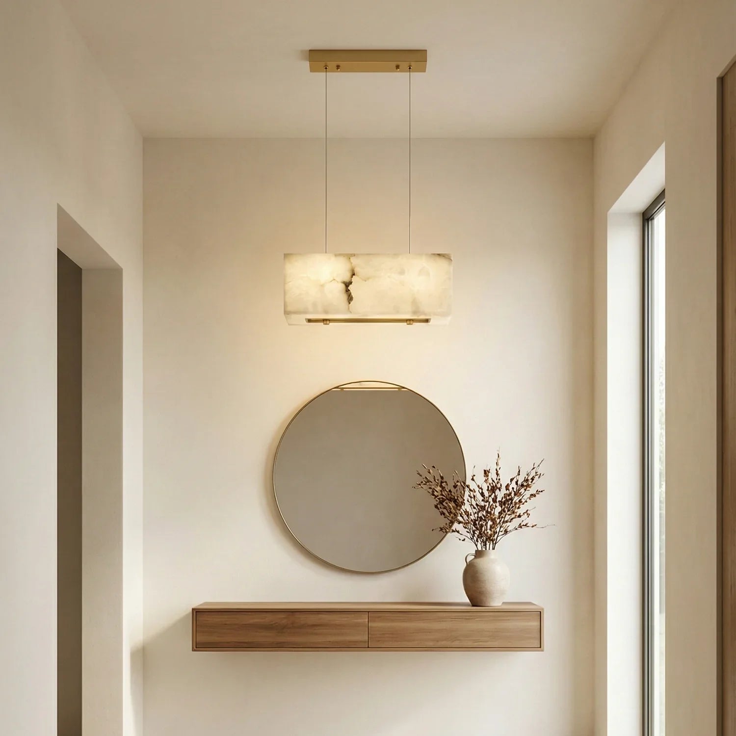 Rectangular Alabaster Box Shaped Pendant Lamp | wildoxy