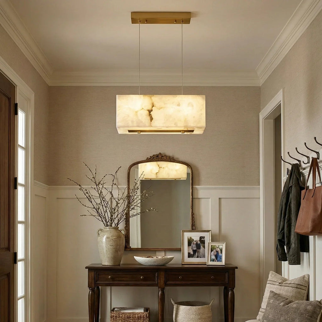 Rectangular Alabaster Box Shaped Pendant Lamp | wildoxy