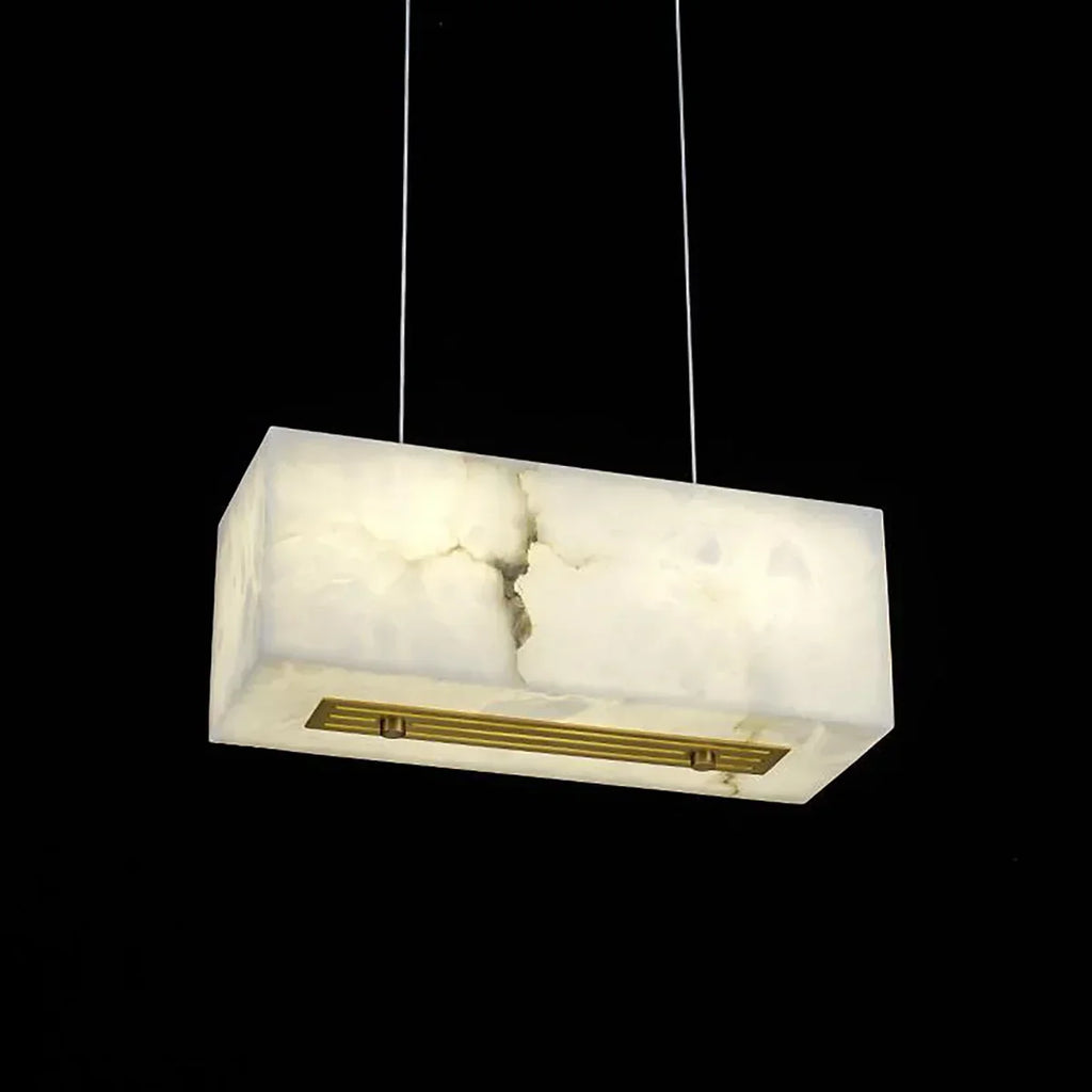 Rectangular Alabaster Box Shaped Pendant Lamp | wildoxy