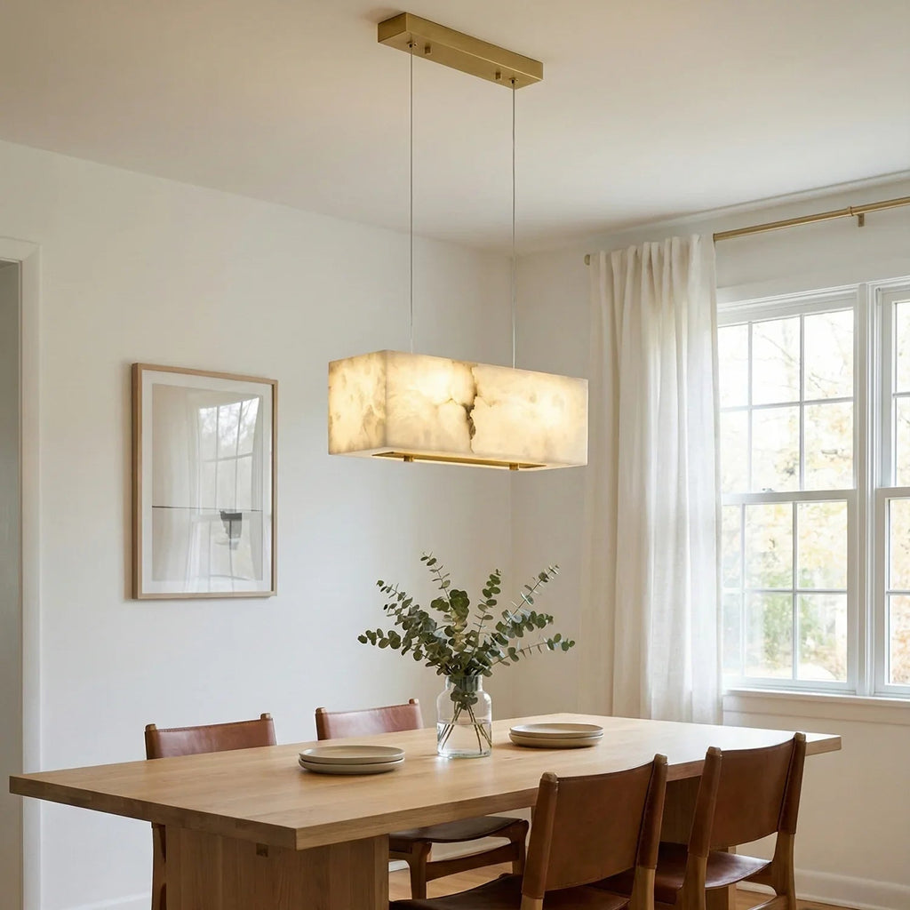 Rectangular Alabaster Box Shaped Pendant Lamp | wildoxy