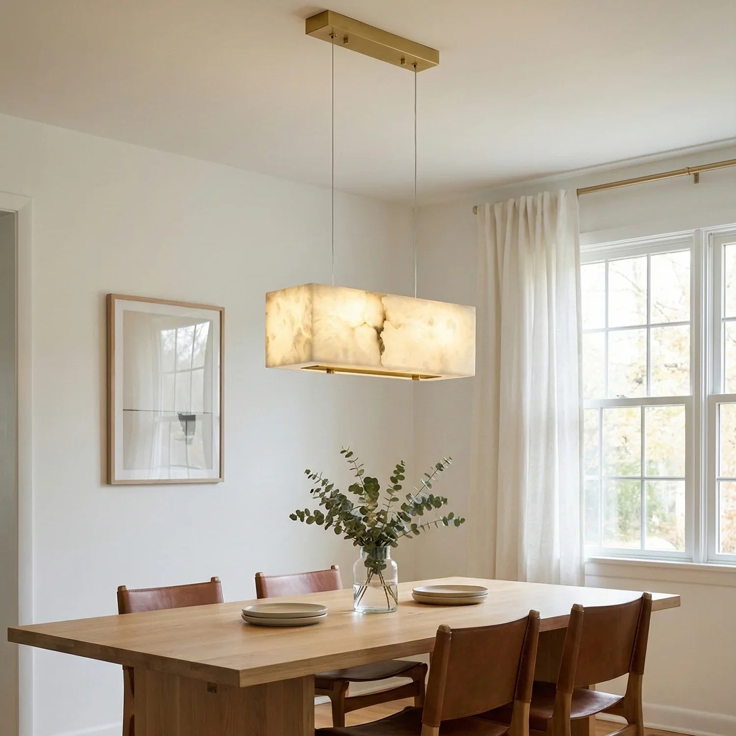 Rectangular Alabaster Box Shaped Pendant Lamp | wildoxy
