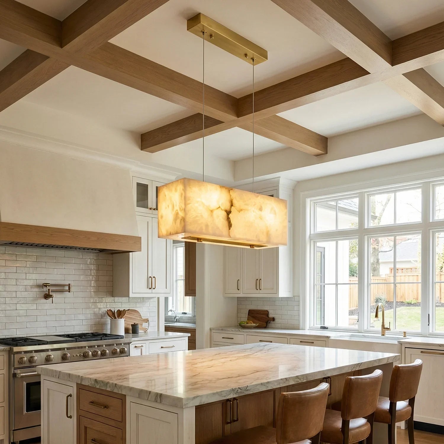 Rectangular Alabaster Box Shaped Pendant Lamp | wildoxy