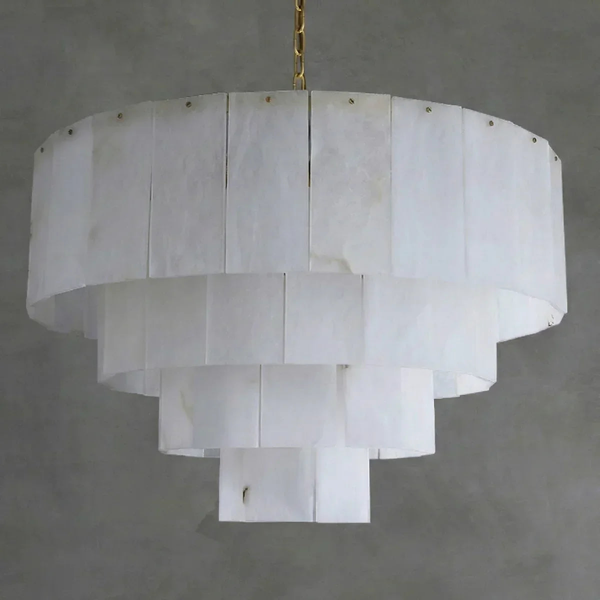 Rectangular Alabaster Multi Layered Round Chandelier | wildoxy