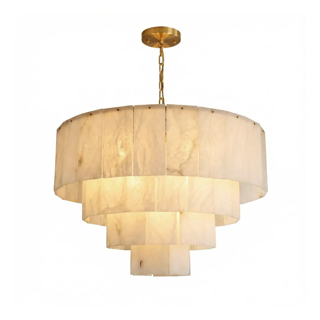 Rectangular Alabaster Multi Layered Round Chandelier | wildoxy