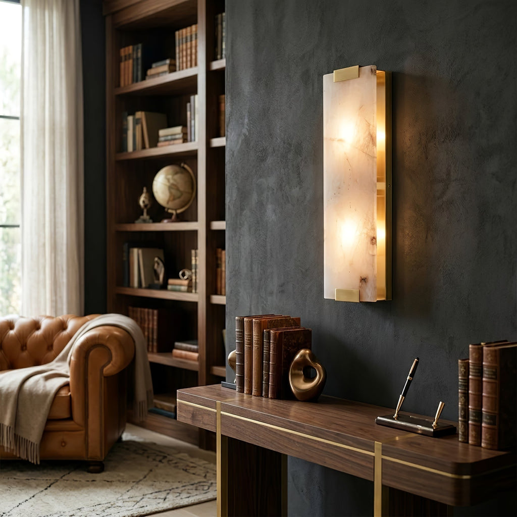 Rectangular Natural Alabaster Wall Sconce | wildoxy