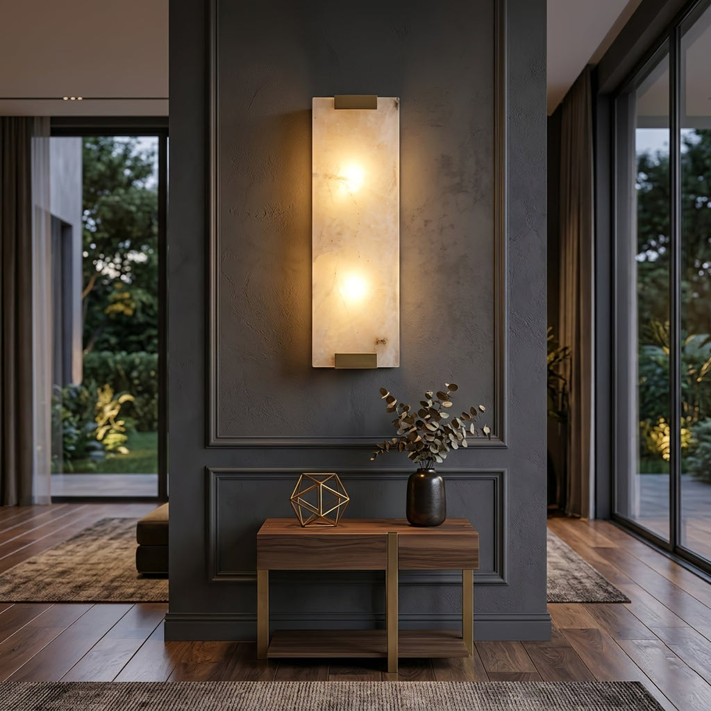 Rectangular Natural Alabaster Wall Sconce | wildoxy