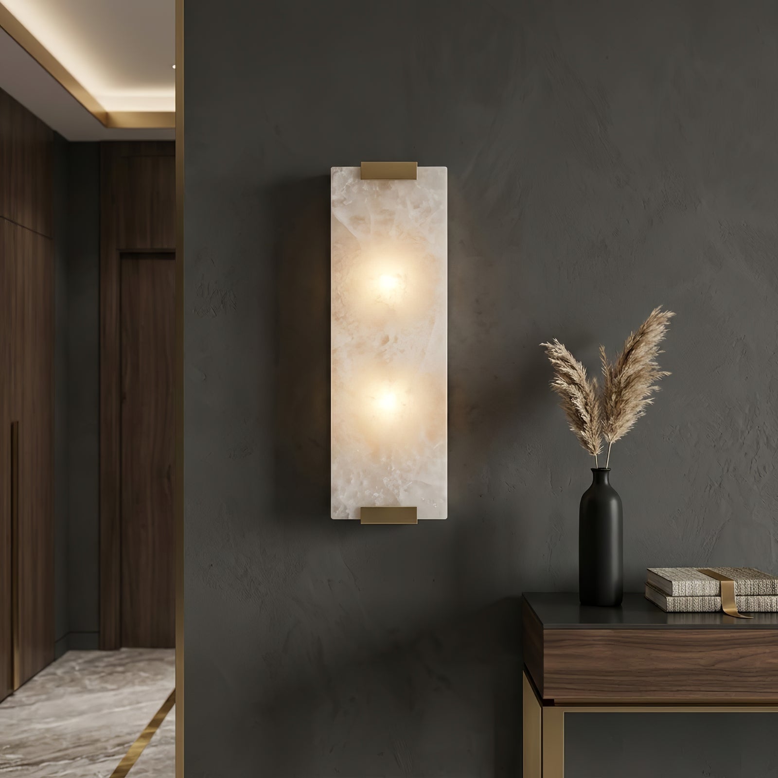 Rectangular Natural Alabaster Wall Sconce | wildoxy