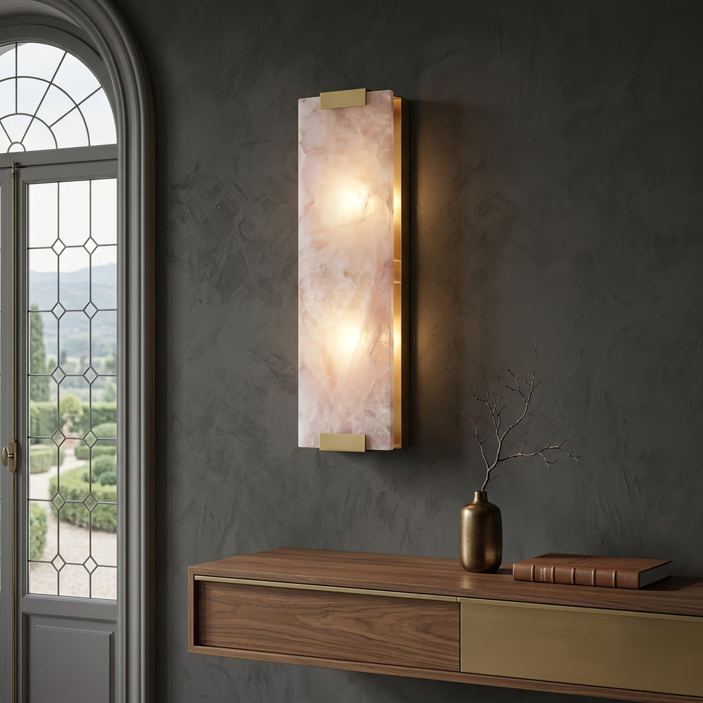 Rectangular Natural Alabaster Wall Sconce | wildoxy